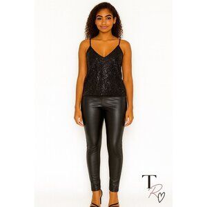 Express NWT Black Faux Leather Pull on Leggings Size Small